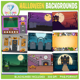 Halloween Backgrounds Clip Art - For BOOM CARDS, POWERPOIN