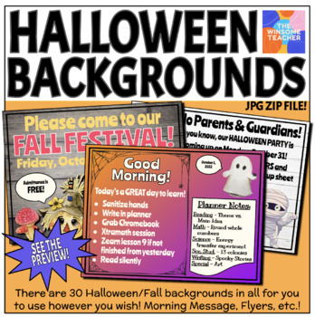 Preview of Halloween Backgrounds JPGs- Winsome Teacher
