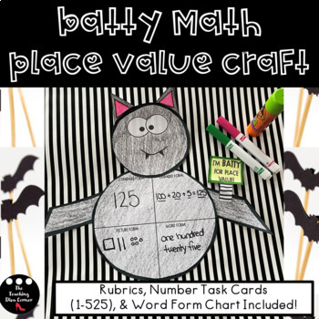 Preview of Halloween Bat Math Place Value Craft
