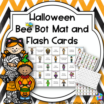Preview of Halloween Bee Bot Mat and Flash Cards
