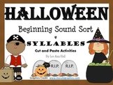 Halloween Beginning Sound Sort and Syllables Cut and Paste