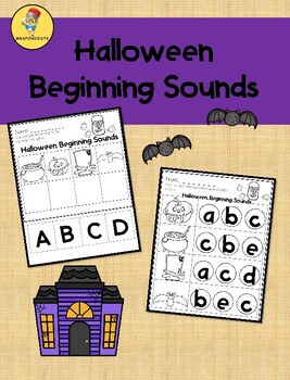 Preview of Halloween Beginning Sounds Activity Sheets  Pre-k TK  & Kindergarten