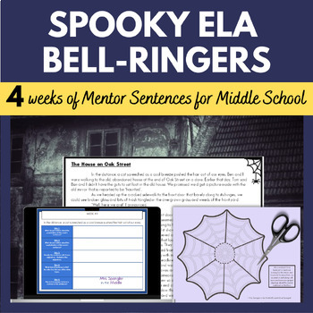 Preview of Halloween Bell Ringer Mentor Sentences for Middle School
