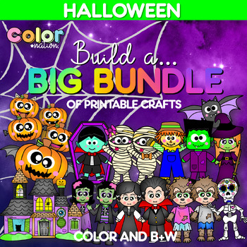 Preview of Halloween Big Bundle of Printable Crafts - October Bulletin Board - Spooky Craft