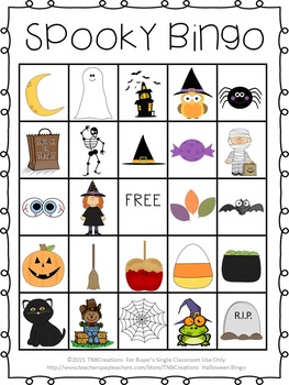 Halloween Bingo by TNBCreations | TPT