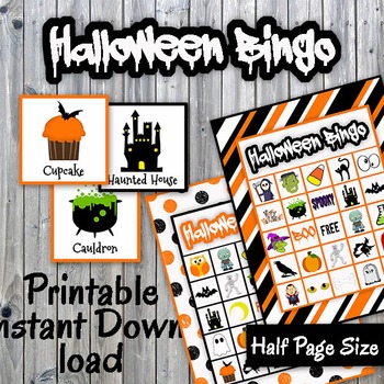 Preview of Halloween Bingo Cards and Memory Game - Printable - Up to 30 players