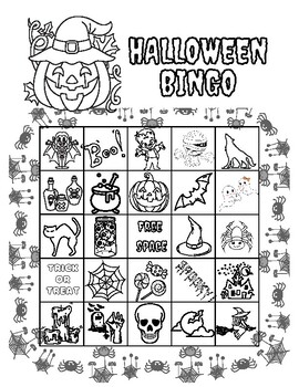 halloween bingo cards coloring page printable