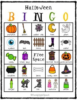 Halloween Bingo Vocabulary Game by Candy Apple Speech | TpT