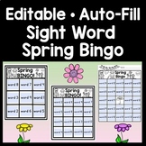 Spring Sight Word Bingo Game-Editable with Auto-Fill- 3 Si