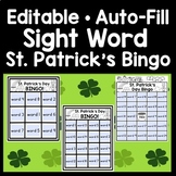 St. Patrick's Day Sight Word Bingo Game-Editable with Auto