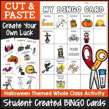 Preview of Halloween Bingo Game | Halloween Activity Bingo Cards Create Your Own Luck Craft