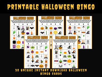 Preview of Halloween Bingo Game Instant Download Printable - Spooky Fun for All Ages