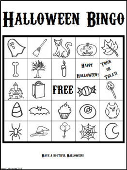 Halloween Bingo Game (Uncolored Set) by Happy Little Apples | TpT
