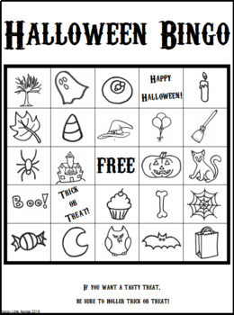 Halloween Bingo Game (Uncolored Set) by Happy Little Apples | TpT