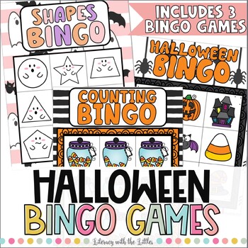 Preview of Halloween Bingo Games | October Class Party Activities | Counting & 2D Shapes