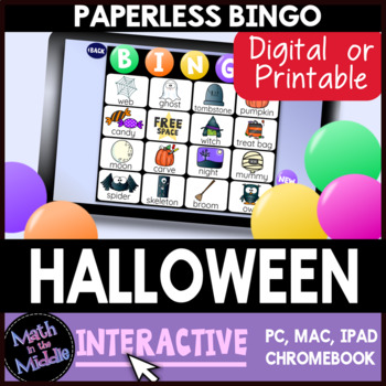 Preview of Halloween Bingo - Interactive Digital Bingo Game - Digital Halloween Activity