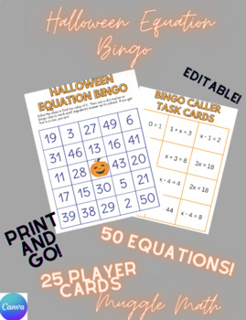 Preview of Halloween Bingo: One Step Equations (Editable!)