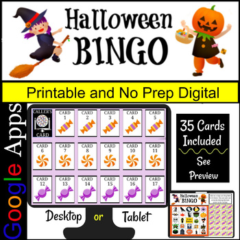 Preview of Halloween Bingo Print and Digital Fun Activity