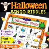 Halloween Bingo Riddles Game Speech Therapy and Halloween Party Activities