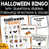Halloween Bingo Speech Therapy Game - WH Questions Followi