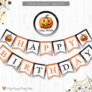 Preview of Halloween Birthday Banner, Halloween Decoration, Classroom Decor, PRINTABLE