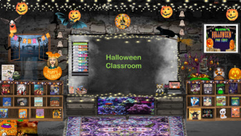 Preview of Halloween Bitmoji Virtual Classroom (PowerPoint & Google Slides)