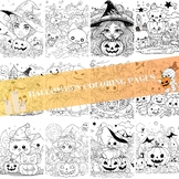 Halloween Black and White Coloring Book Page