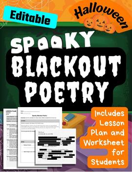 Preview of Halloween Blackout Poetry with Classic Spooky Stories Halloween No Prep Activity