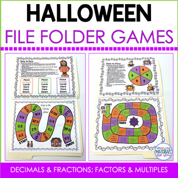 Halloween Board Games | Decimals Fractions Factors Multiples | TPT