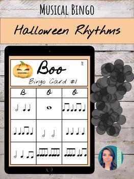 Preview of Halloween Boo Bingo | Printable & Digital Rhythm Bingo Game for Music Class