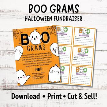 Preview of Halloween Boo Grams | PTA, PTO School Fundraiser Flyer Template | Cute Ghost
