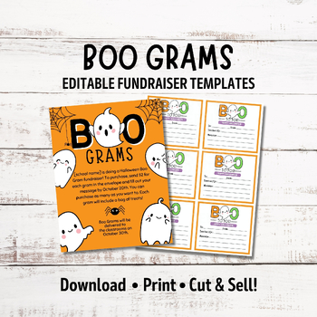 Preview of Halloween Boo Grams | PTA, PTO School Fundraiser Printable Template