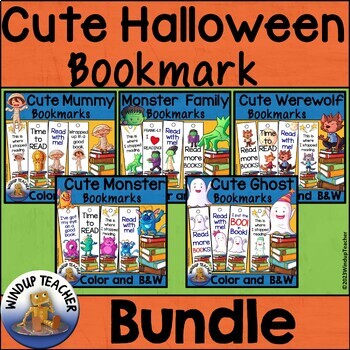 Preview of Halloween Bookmark Bundle  Cute Monsters to Read With