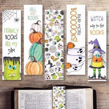 Preview of Halloween Bookmarks, Pumpkin Bookmark, Witch Bookmark, Ghost Bookmark
