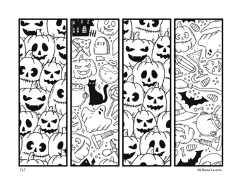 8 Halloween Coloring Bookmarks Creepy Abstract Design Markers