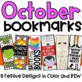 Halloween Bookmarks October 9 Designs in Color B&W Fall St