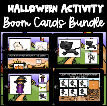 Preview of Halloween Math and Match Boom Cards Bundle