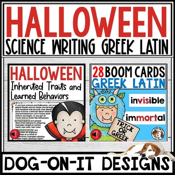 Preview of Halloween Boom Cards with Audio Bundle Greek Latin Inherited Traits
