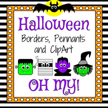 Preview of Halloween Borders, Pennants, and Clipart OH MY!!!