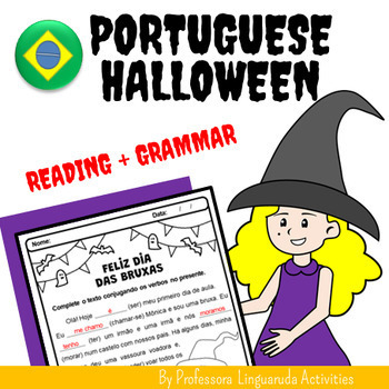 Preview of Halloween - Brazilian Portuguese Reading + Grammar in context