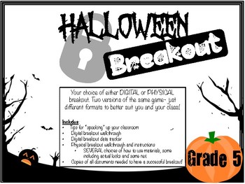 Preview of 5th Grade Halloween Themed Breakout Game