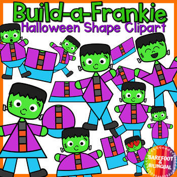Preview of Halloween Build a 2D Frankenstein Monster Clipart | Halloween Clipart