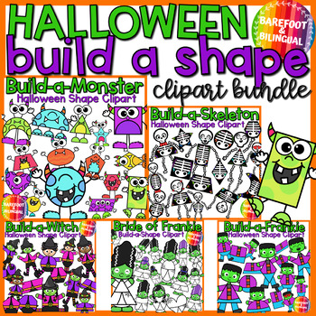 Preview of Halloween Build a 2D Shape Clipart Bundle