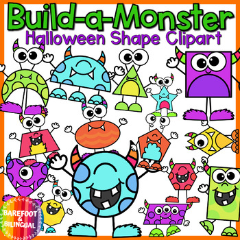 Preview of Halloween Build a 2D Shape Monster Clipart | Halloween Clipart