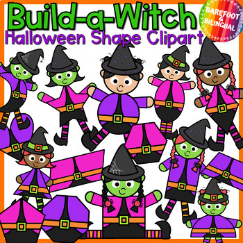 Preview of Halloween Build a 2D Shape Witch Clipart | Halloween Clipart