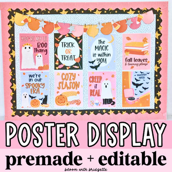 Preview of Halloween Bulletin Board Classroom Posters Editable