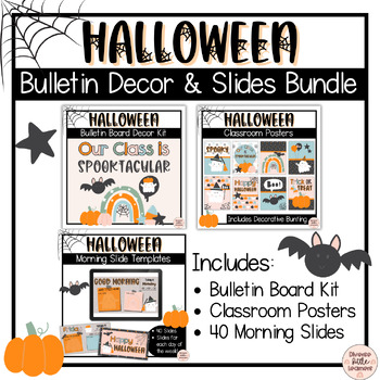 Preview of Halloween Bulletin Board Decor and Morning Slides Bundle