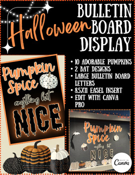 Preview of Pumpkin Spice Anything but Nice Halloween Bulletin Board Display