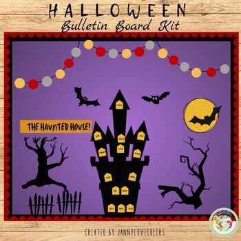 Halloween Bulletin Board Kit | Haunted Houses | Editable by Jannylovecolors