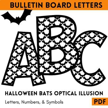 Preview of Halloween Bulletin Board Letters: Bat Optical Illusion Numbers & Symbols